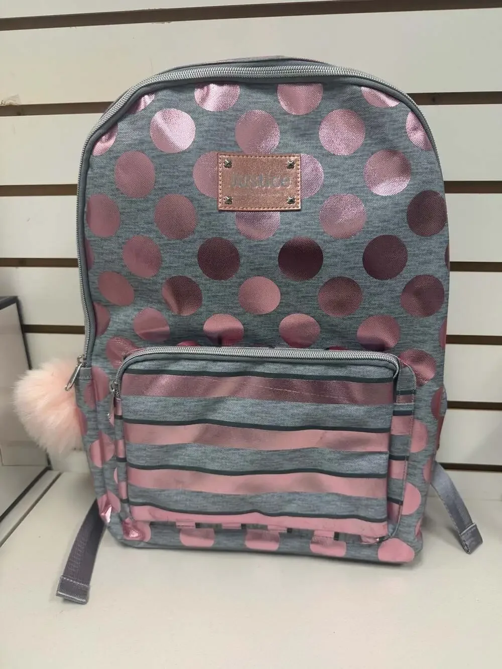 Justice  Rose Gold Foil Polka Dot Initial 'O' Backpack &  Lunch Tote NEW